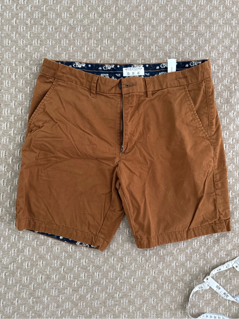 Denim & Flower Men's Flat Front Shorts - Chestnut Brown